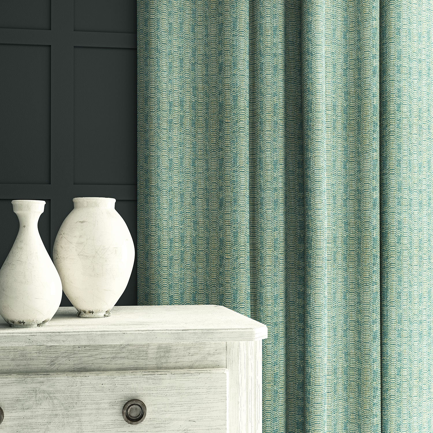 Linwood Lamina Blue Pool FR Made to Measure Curtains