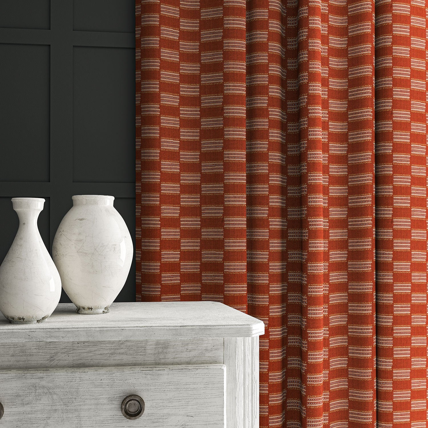 Linwood Strata Pimento FR Made to Measure Curtains
