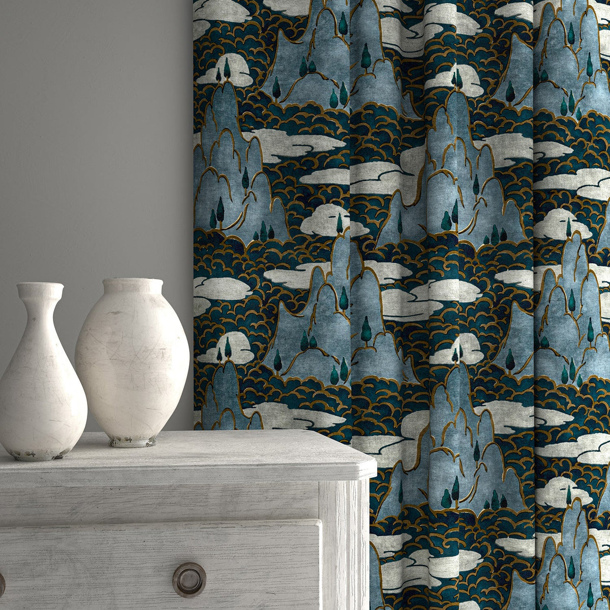 Linwood Close Encounters Grey Skies Made to Measure Curtains