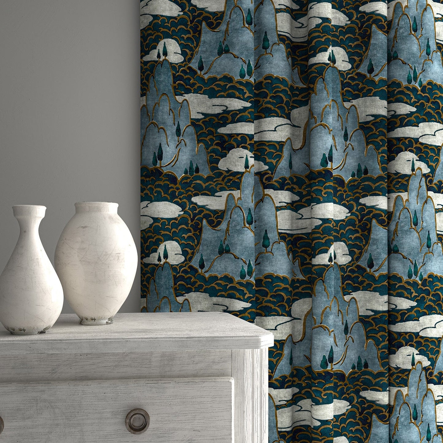 Linwood Close Encounters Grey Skies Made to Measure Curtains