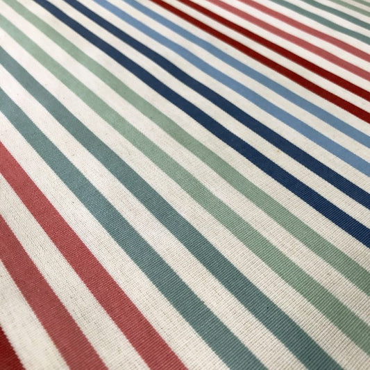 Cooshy Red Multi Ascot Stripe 100% Cotton Fabric