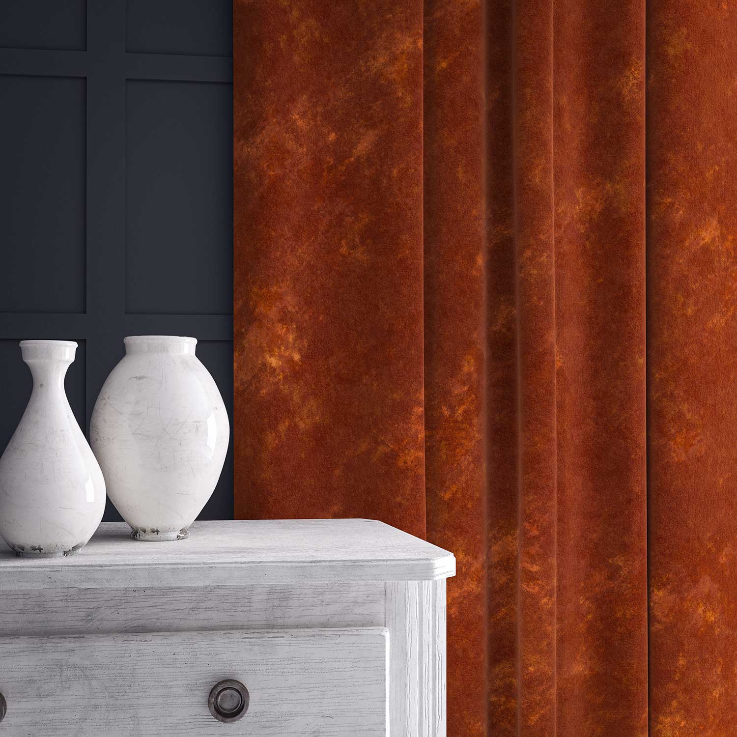 Linwood Cosmos Velvet II Brick Red FR Made to Measure Curtains