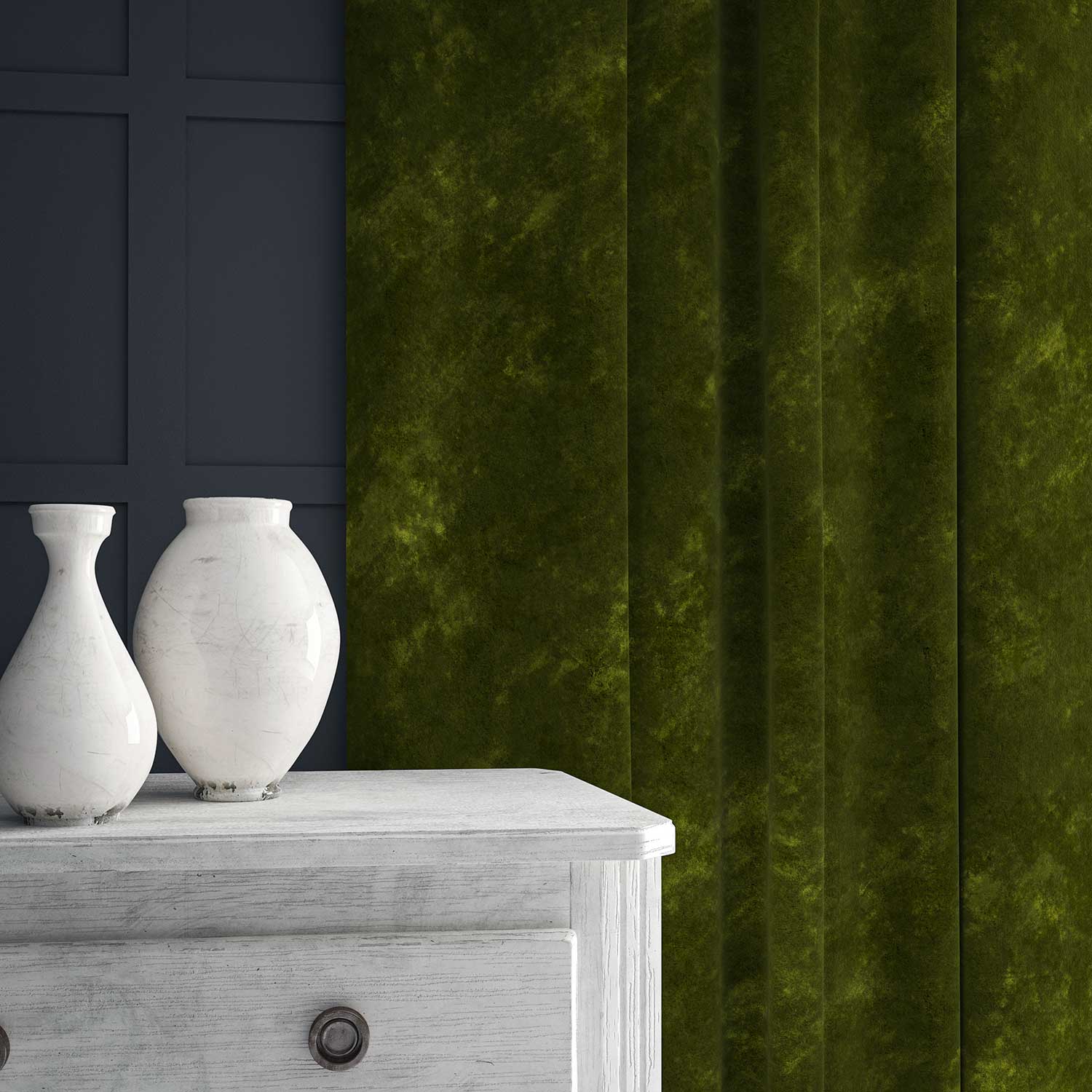 Linwood Cosmos Velvet II Evergreen FR Made to Measure Curtains