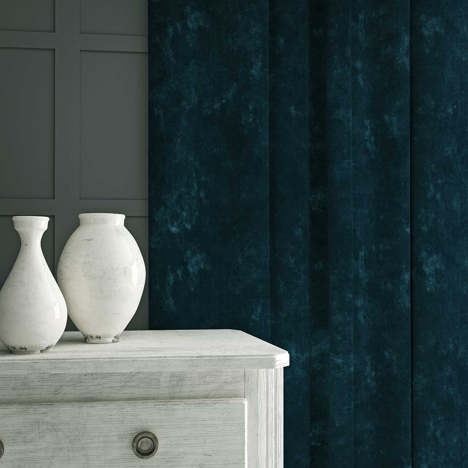 Linwood Cosmos Velvet Indigo FR Made to Measure Curtains