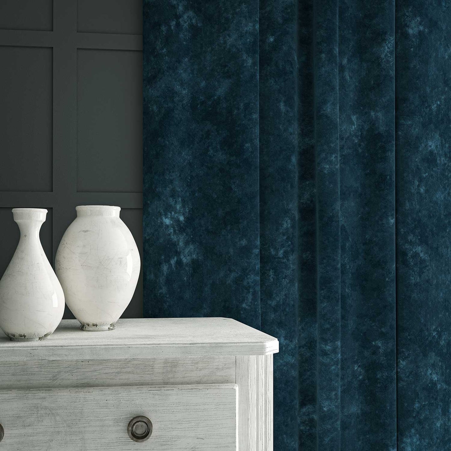 Linwood Cosmos Velvet Ocean FR Made to Measure Curtains