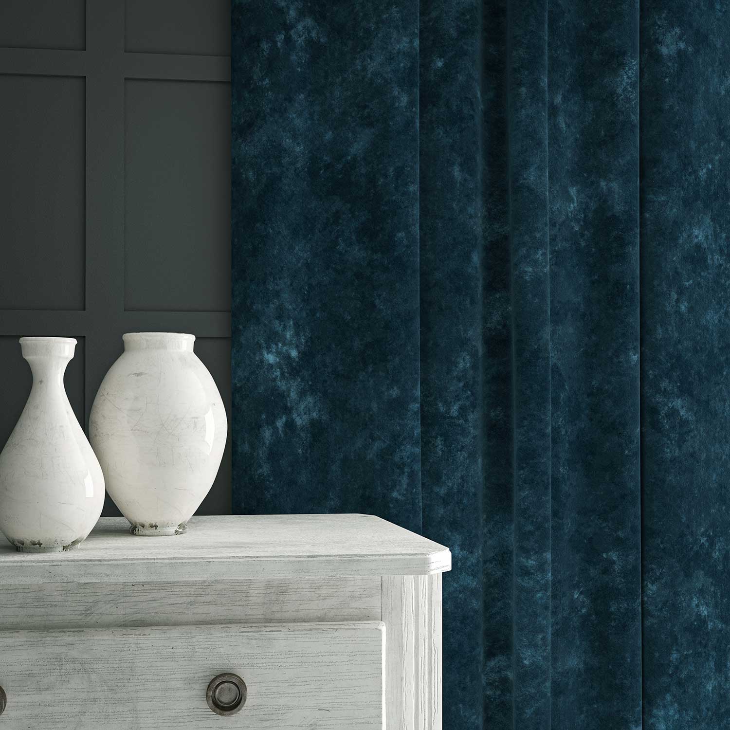 Linwood Cosmos Velvet Ocean FR Made to Measure Curtains