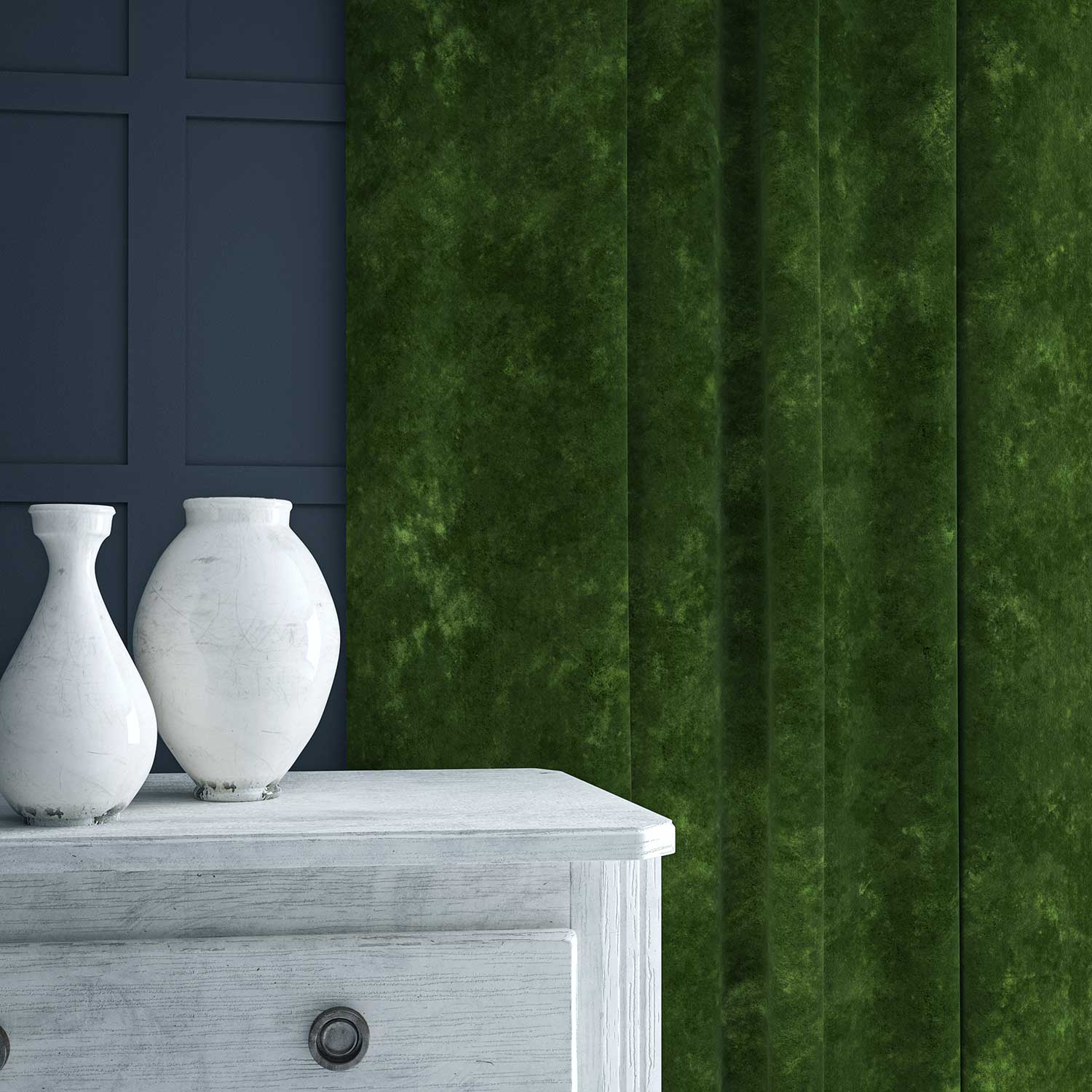 Linwood Cosmos Velvet Pine FR Made to Measure Curtains