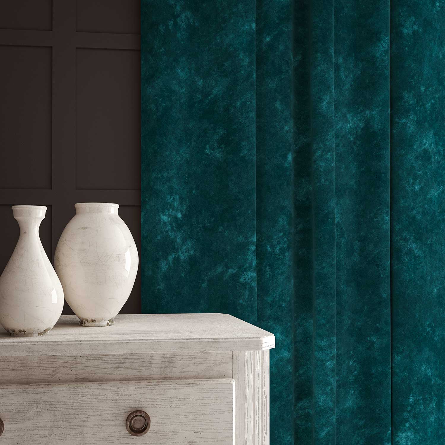 Linwood Cosmos Velvet Teal FR Made to Measure Curtains