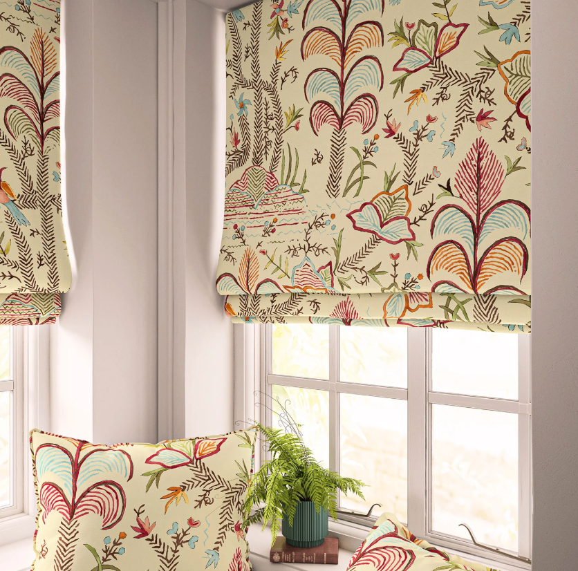 Crimson - Songbird Linen, Maru Collection by Linwood - roman blinds