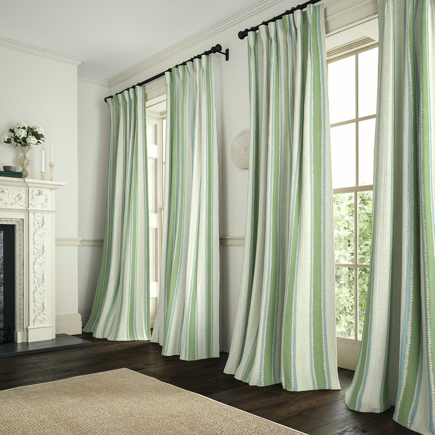 Linwood Dimity Eucalyptus FR Made to Measure Curtains