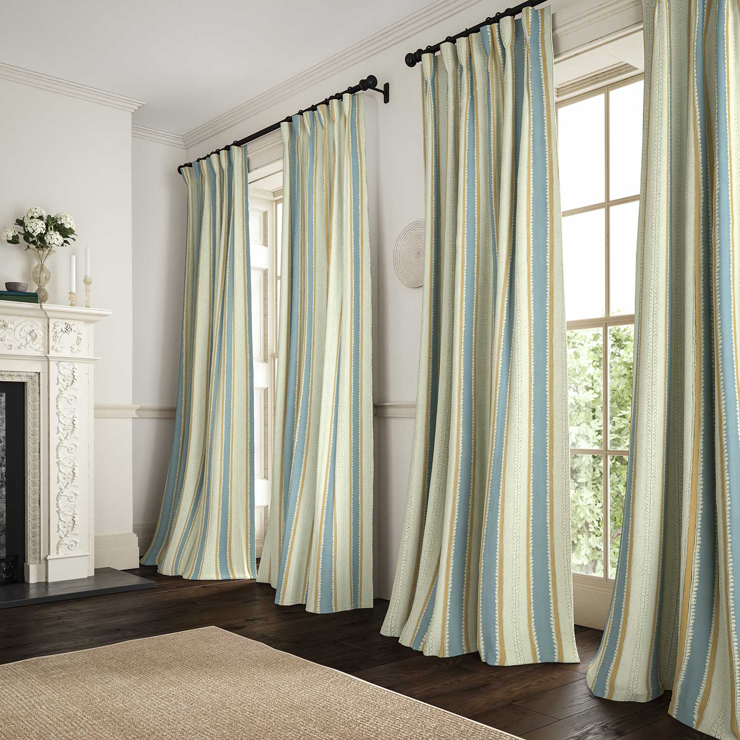 Linwood Dimity Powder Blue FR Made to Measure Curtains