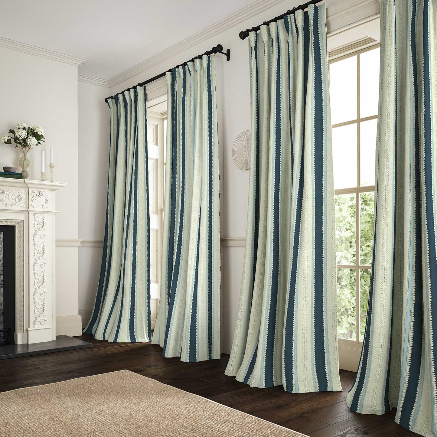 Linwood Dimity Indigo Made to Measure Curtains