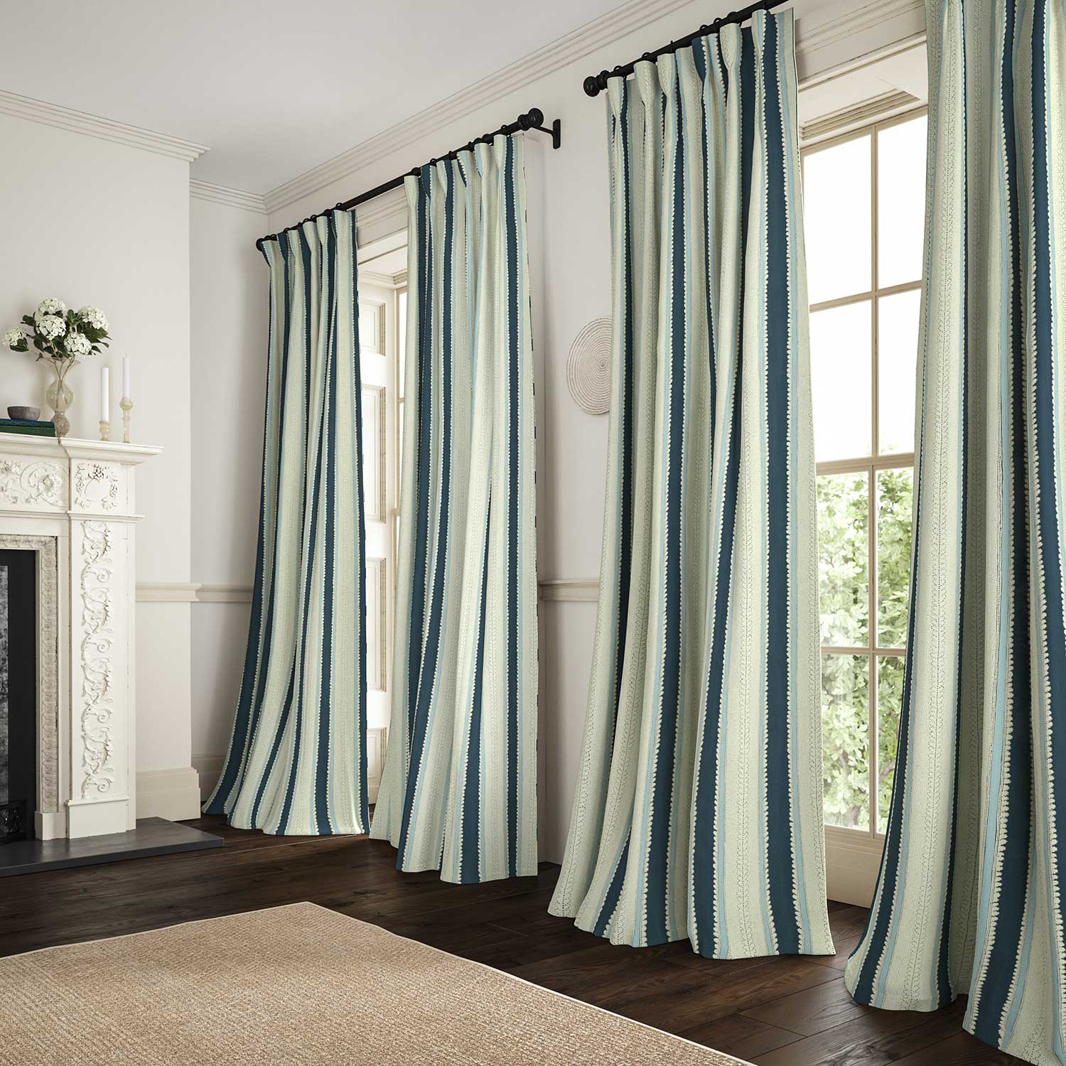 Linwood Dimity Indigo Made to Measure Curtains