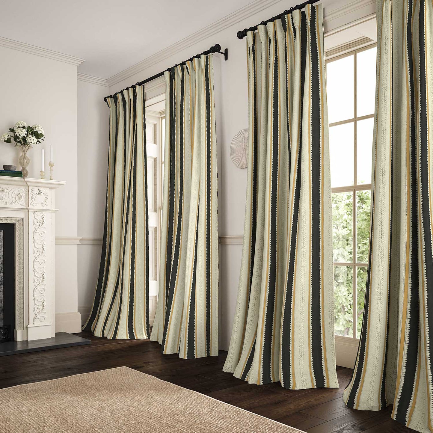Linwood Dimity Charcoal FR Made to Measure Curtains
