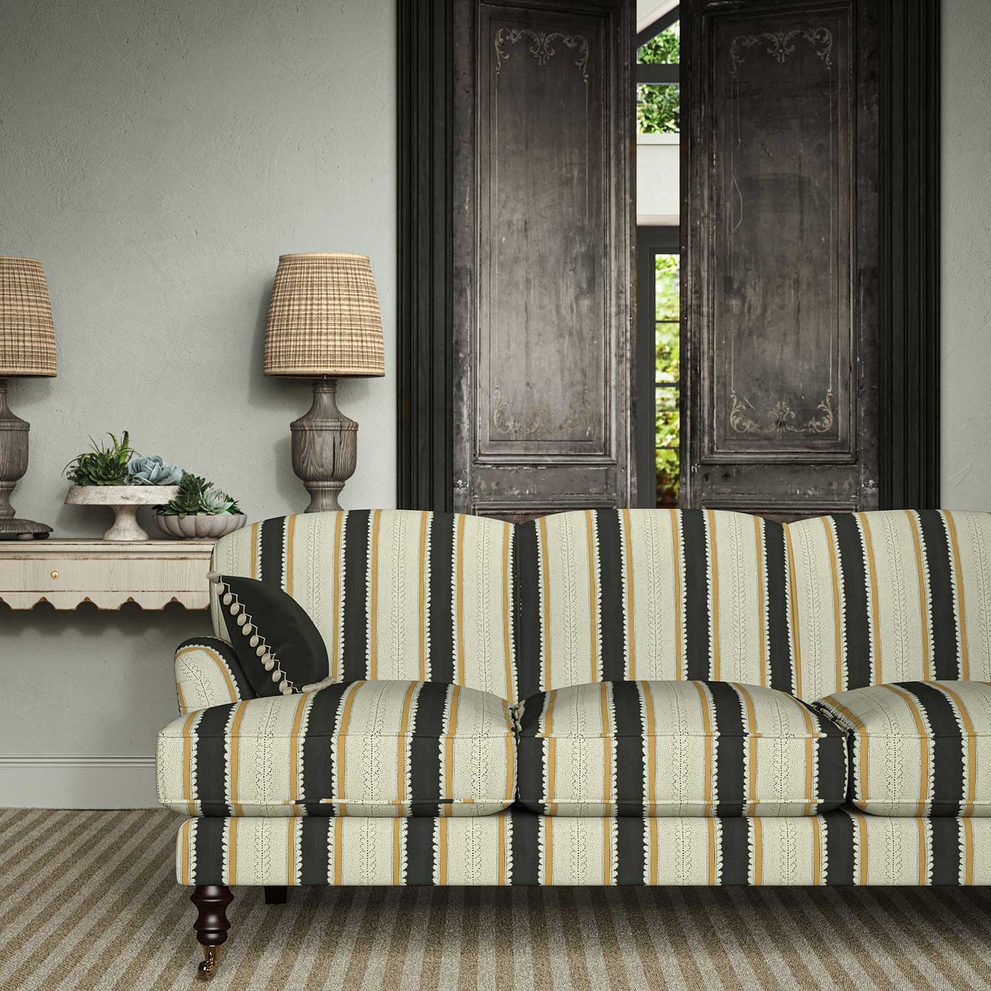 Linwood Dimity Charcoal Made to Measure Curtains