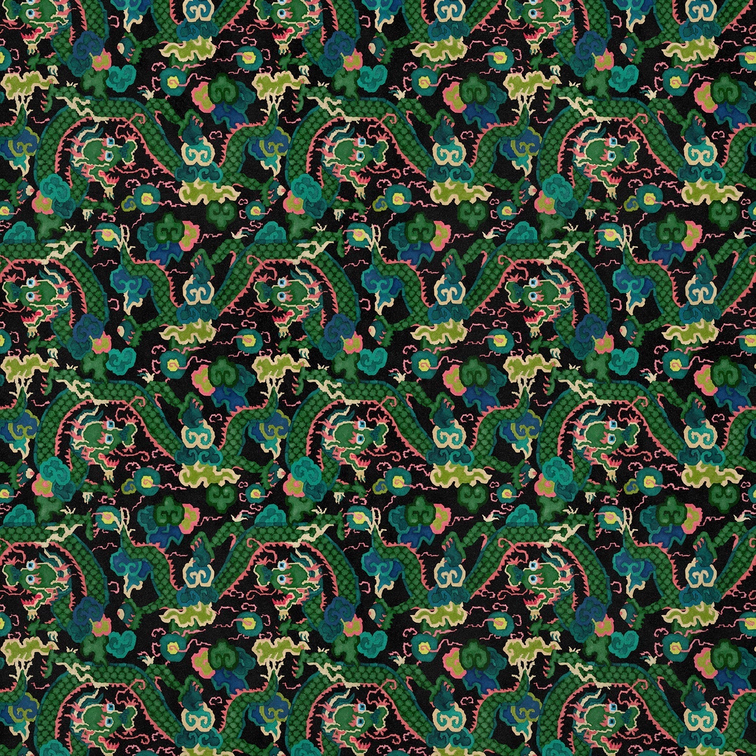 Linwood Double Dragon Green Made to Measure Curtains