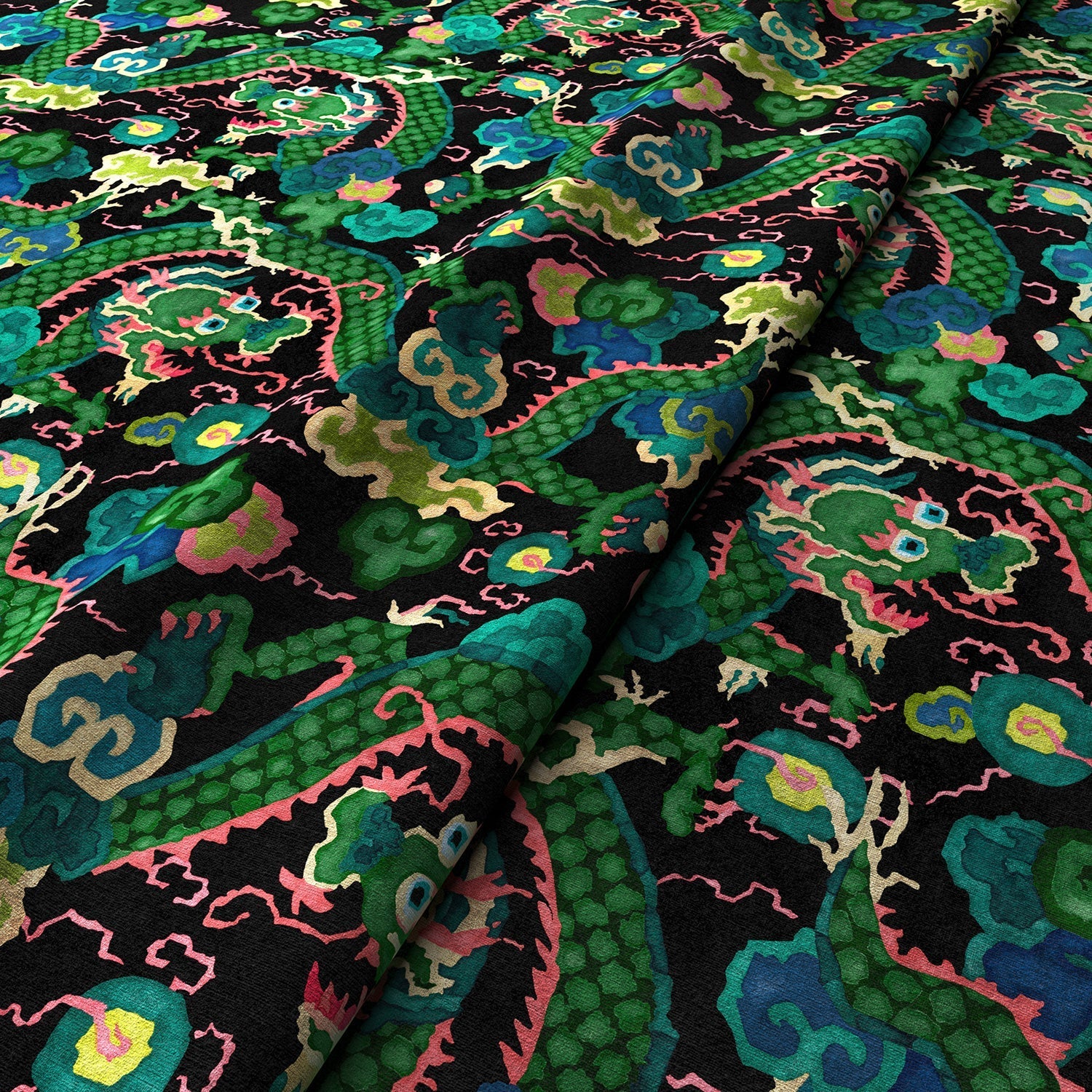 Linwood Double Dragon Green Made to Measure Curtains