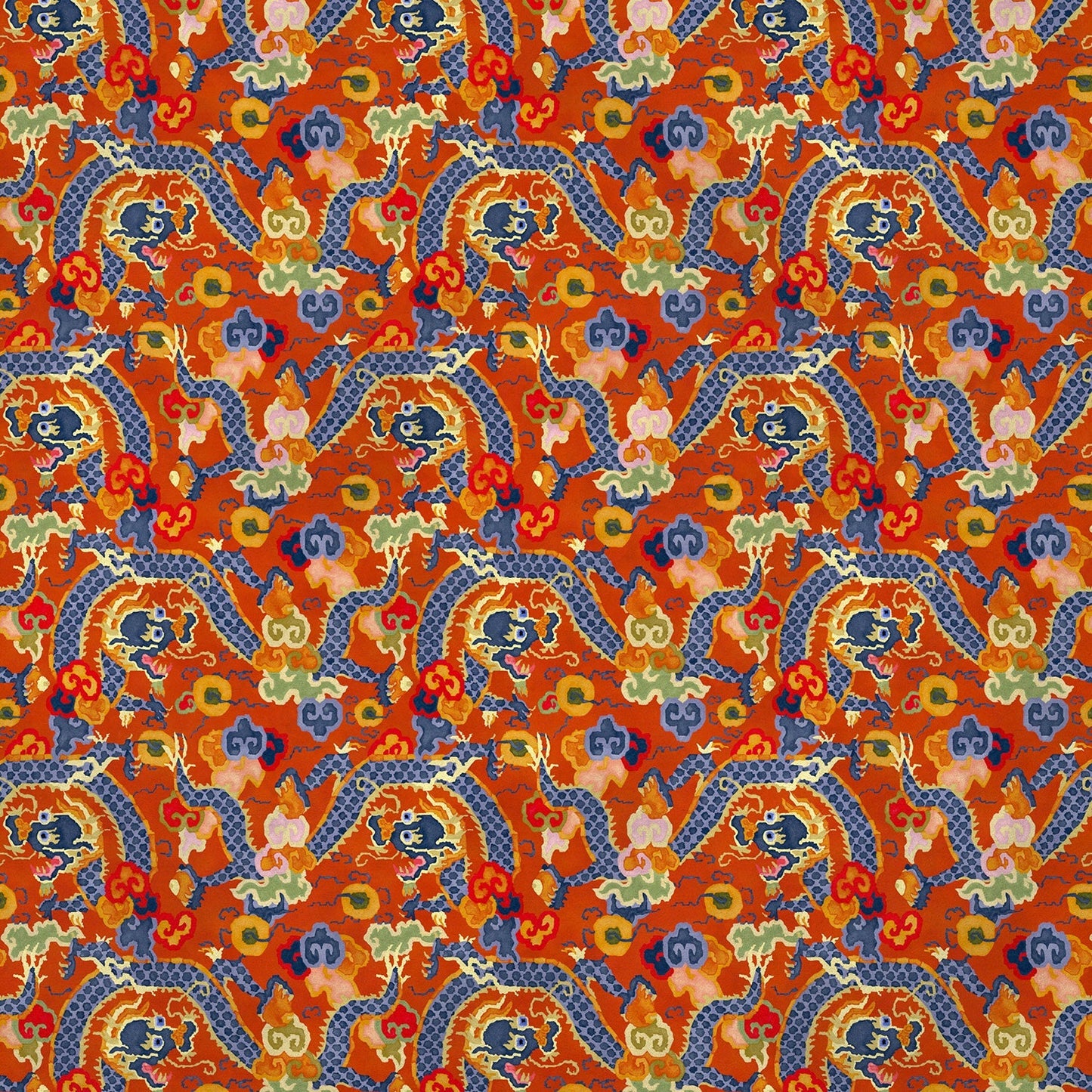 Linwood Double Dragon Hot Orange Made to Measure Curtains