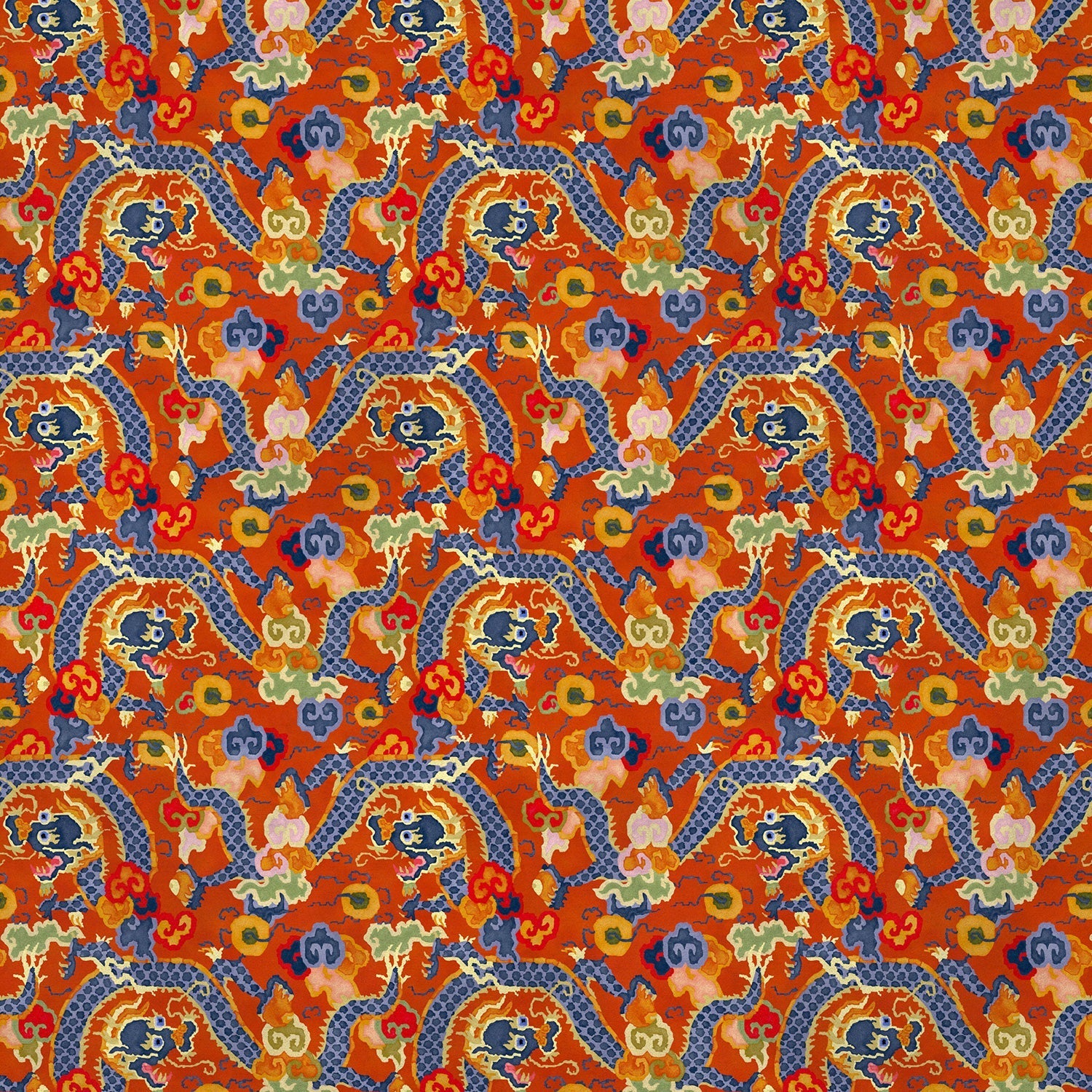 Linwood Double Dragon Hot Orange Made to Measure Curtains