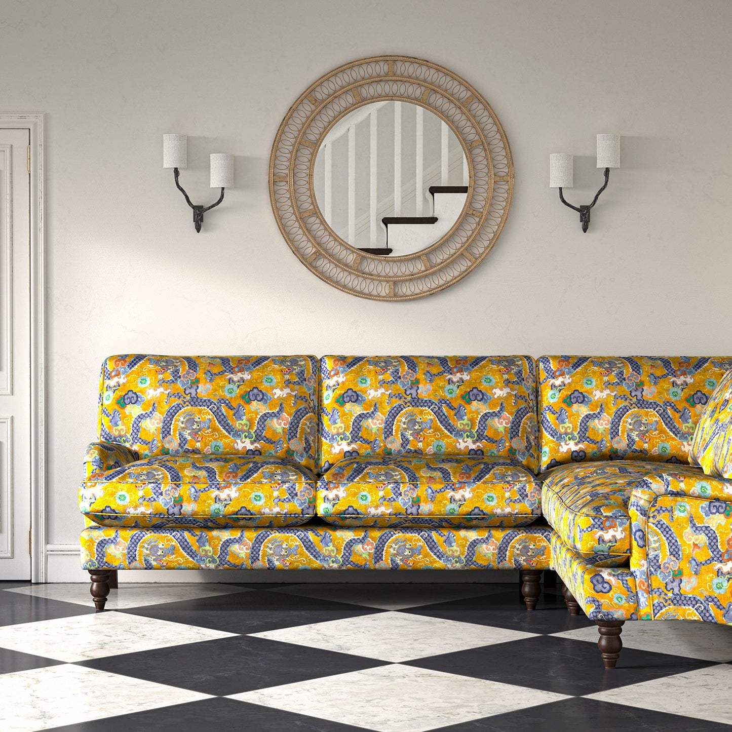 Linwood Double Dragon Yellow Made to Measure Curtains