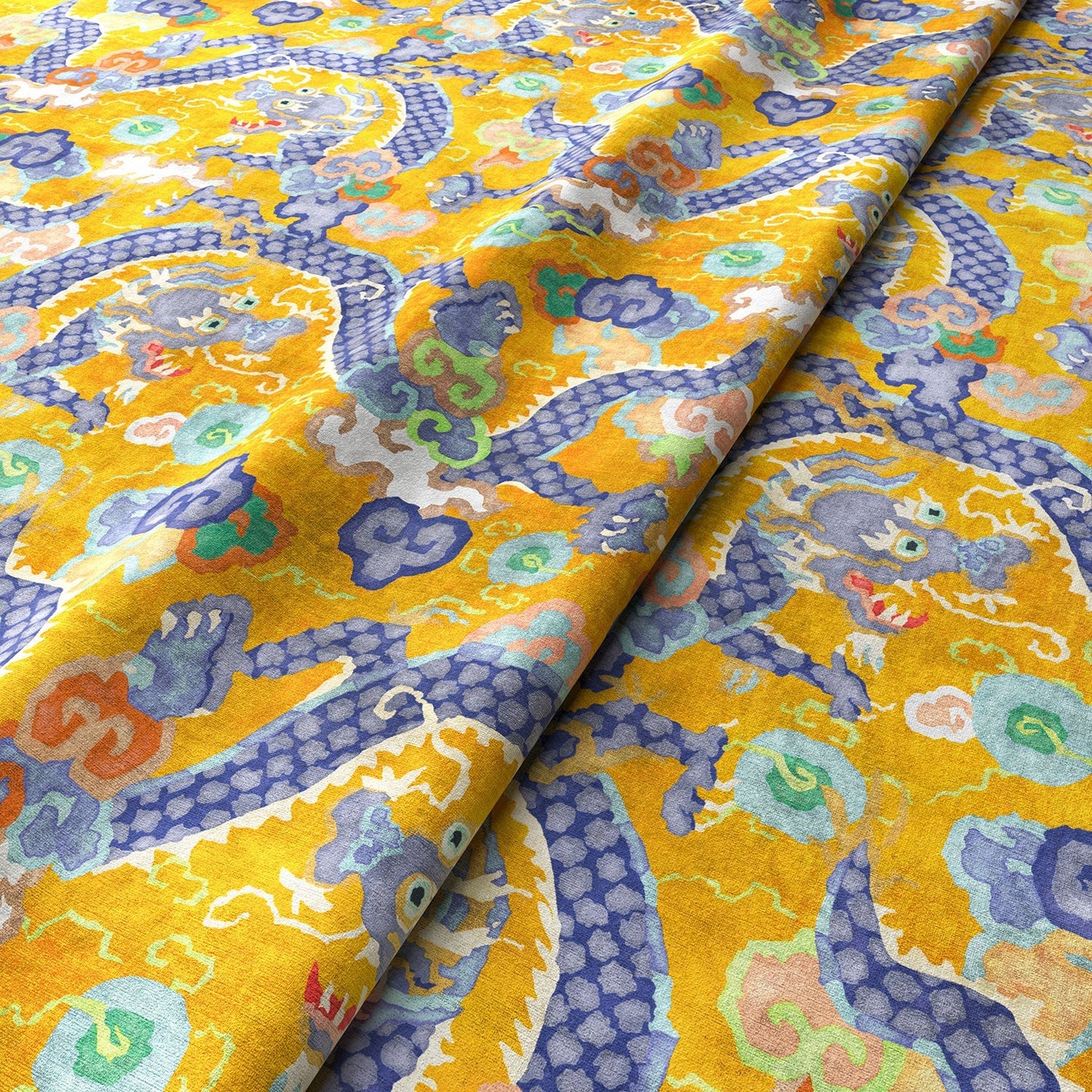 Linwood Double Dragon Yellow Made to Measure Curtains