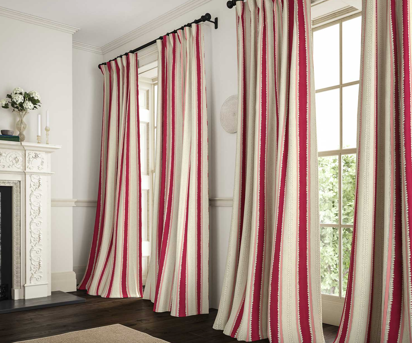 Dragon Fruit - Dimity Stripe Linen by Linwood curtains