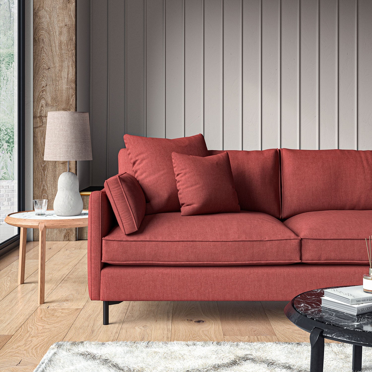 Linwood Elba Rouge FR Made to Measure Curtains