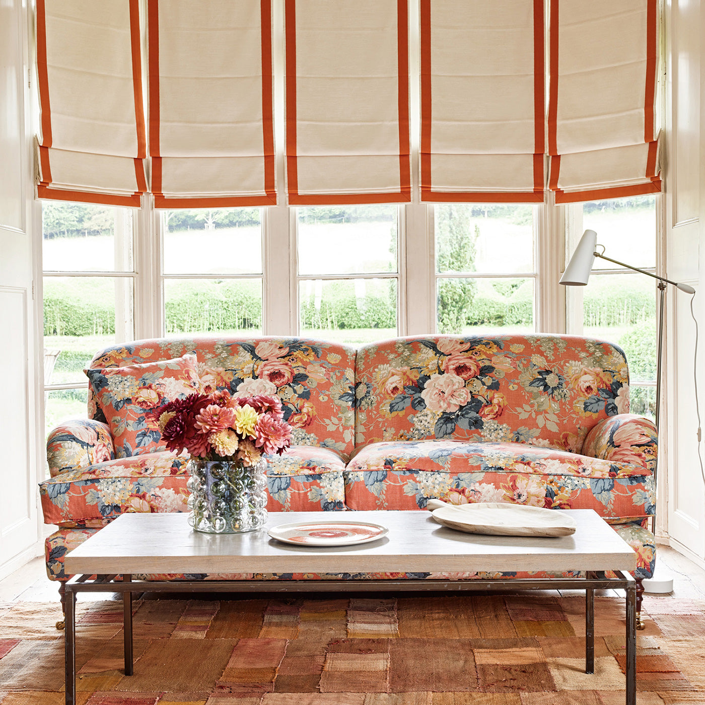 Linwood Albertine Coral Orange FR Made to Measure Curtains