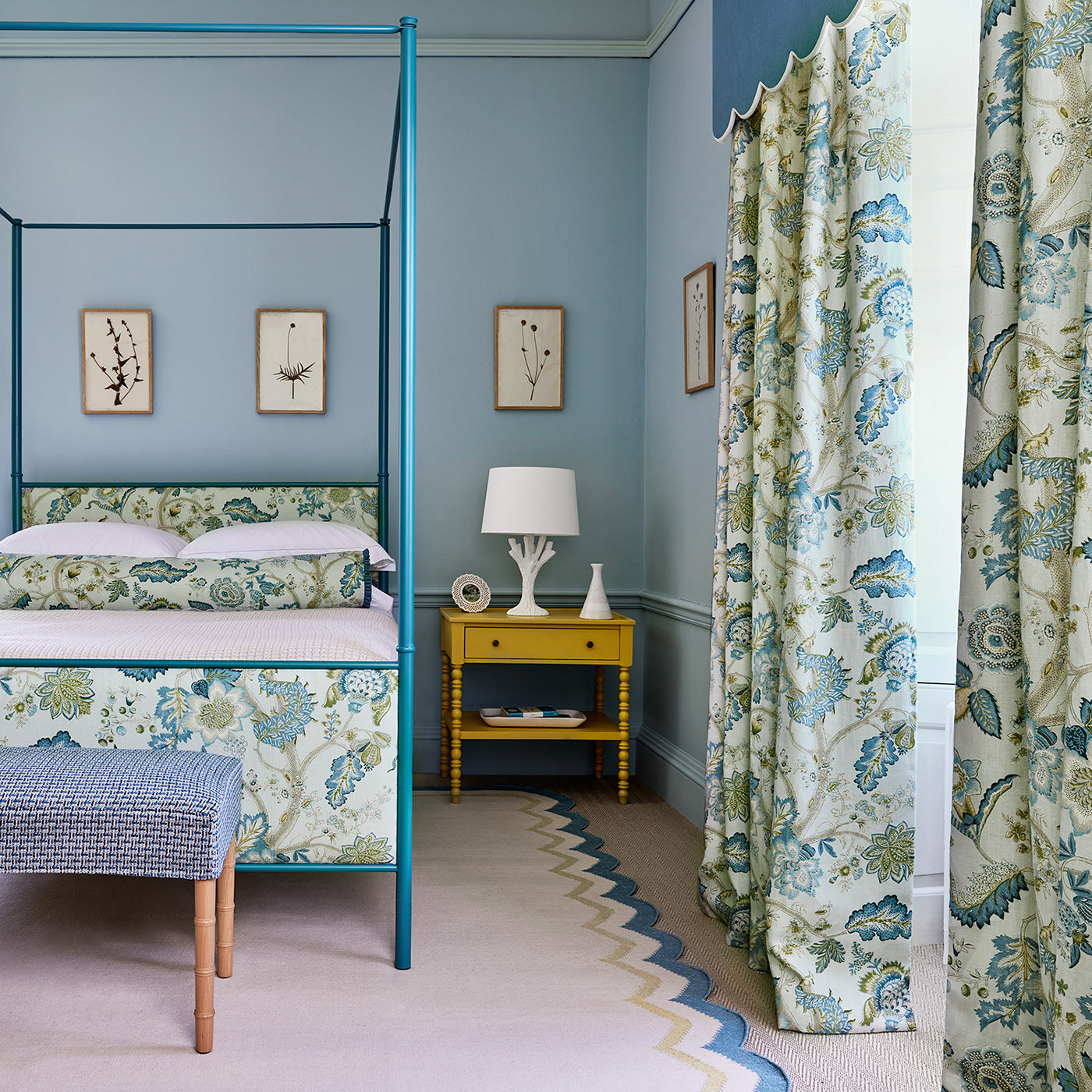 Linwood Kitty Aqua Leaf Made to Measure Curtains