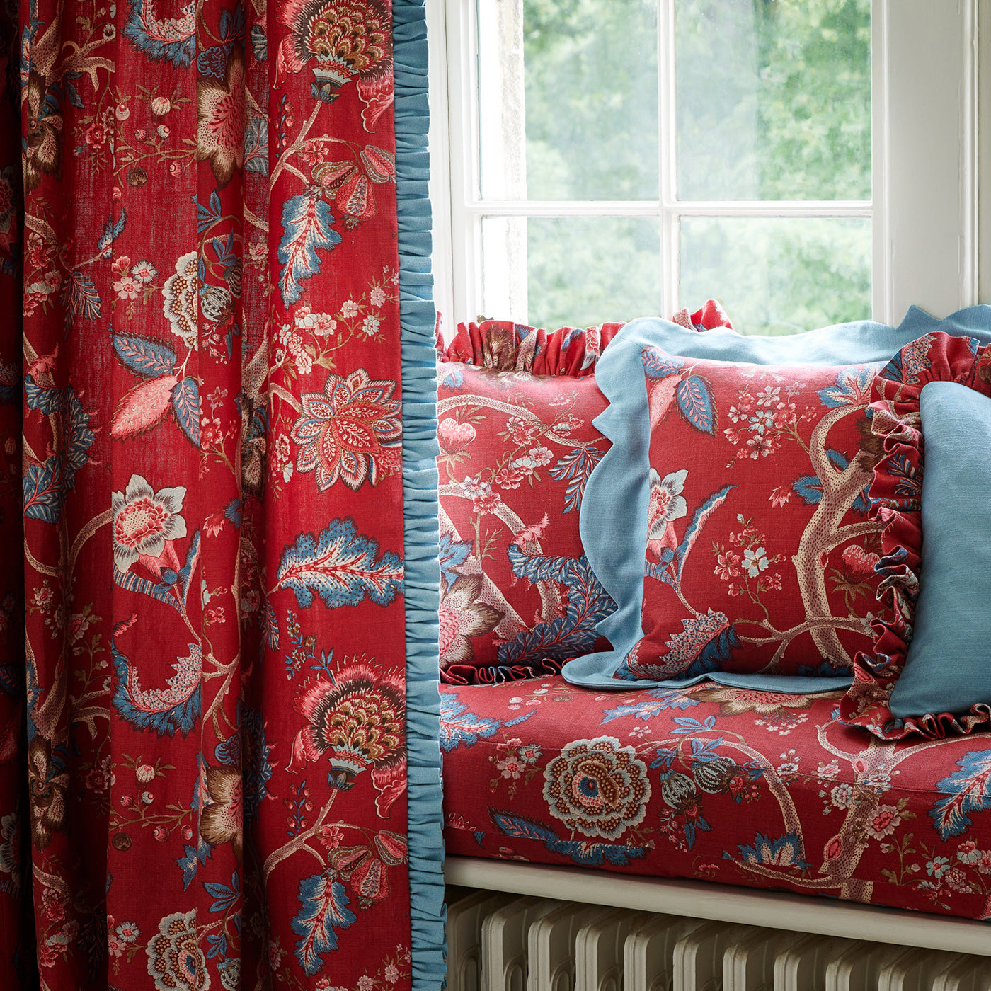 Linwood Kitty Old Red FR Made to Measure Curtains