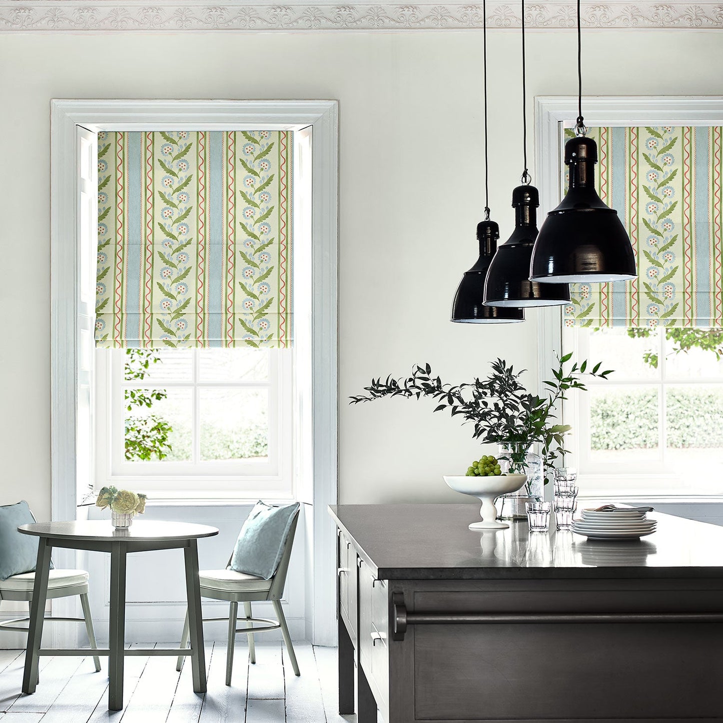 Linwood Polly Stripe Cameo Blue Made to Measure Curtains