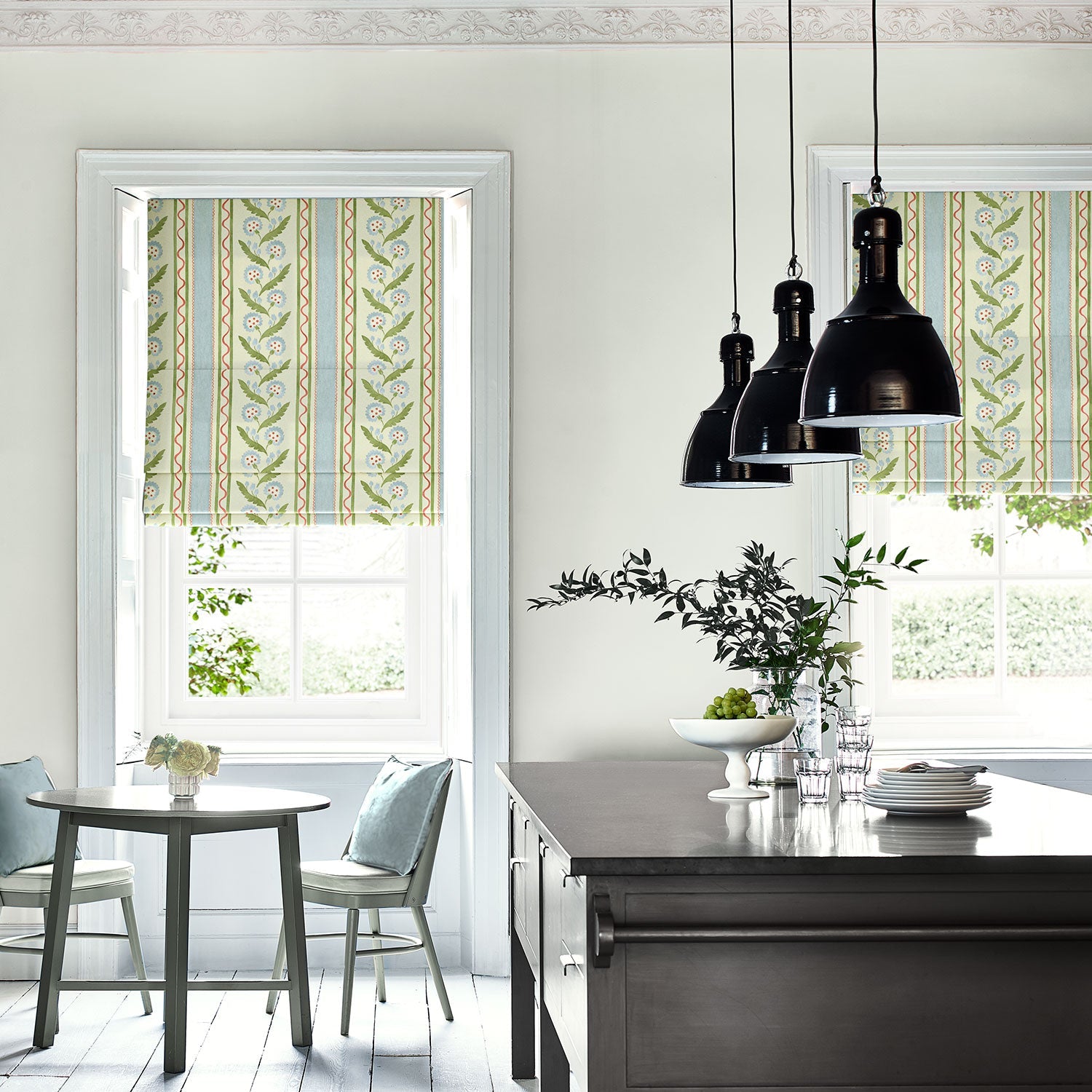 Linwood Polly Stripe Cameo Blue FR Made to Measure Curtains