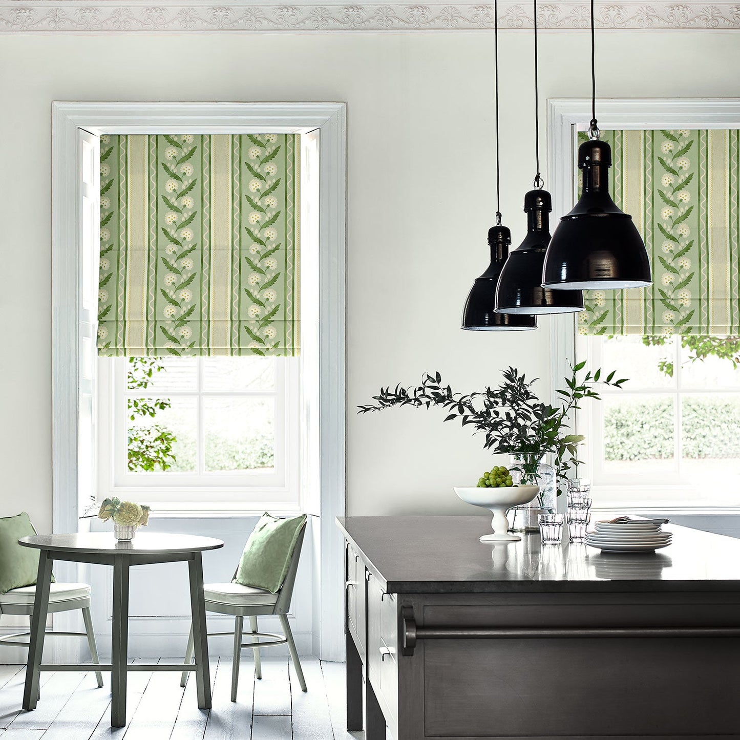Linwood Polly Stripe Moss FR Made to Measure Curtains