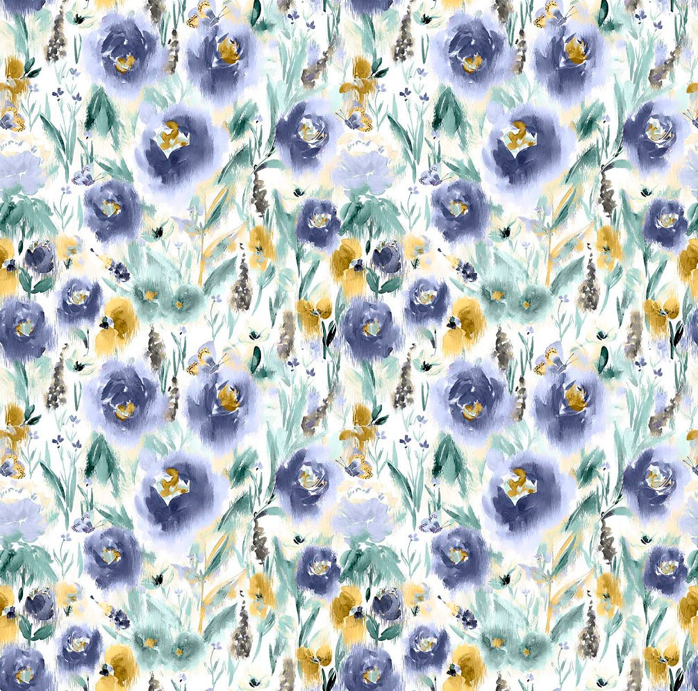 Chess Fleur Denim Made to Measure Curtains
