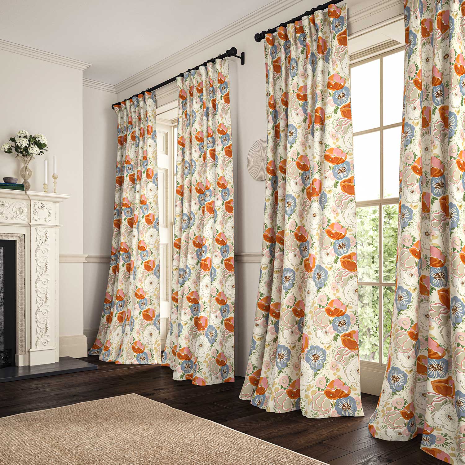 Linwood Joni Tangerine FR Made to Measure Curtains