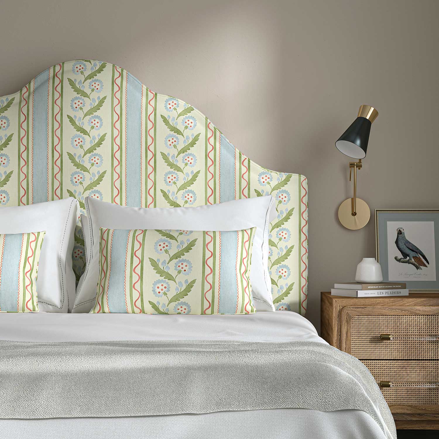 Linwood Polly Stripe Cameo Blue Made to Measure Curtains