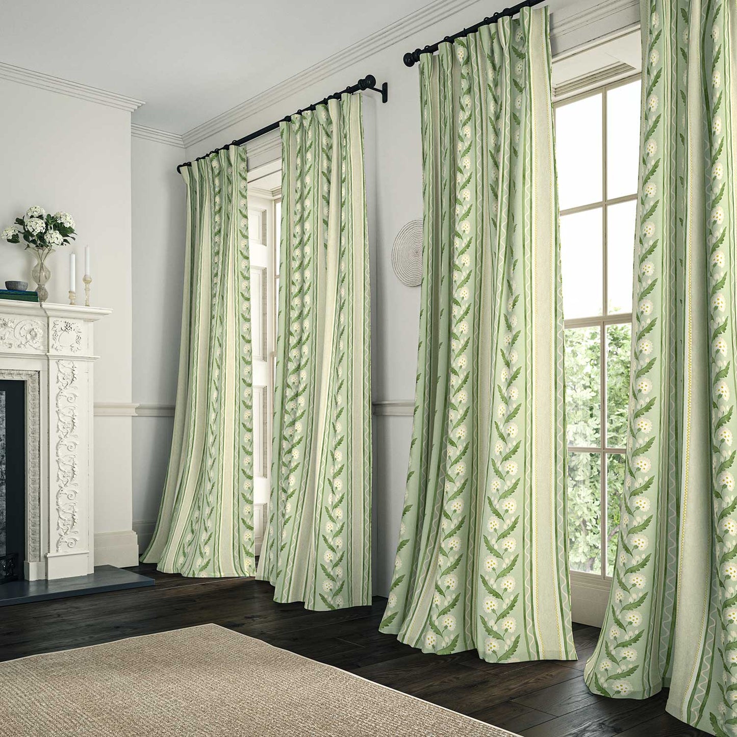 Linwood Polly Stripe Moss Made to Measure Curtains