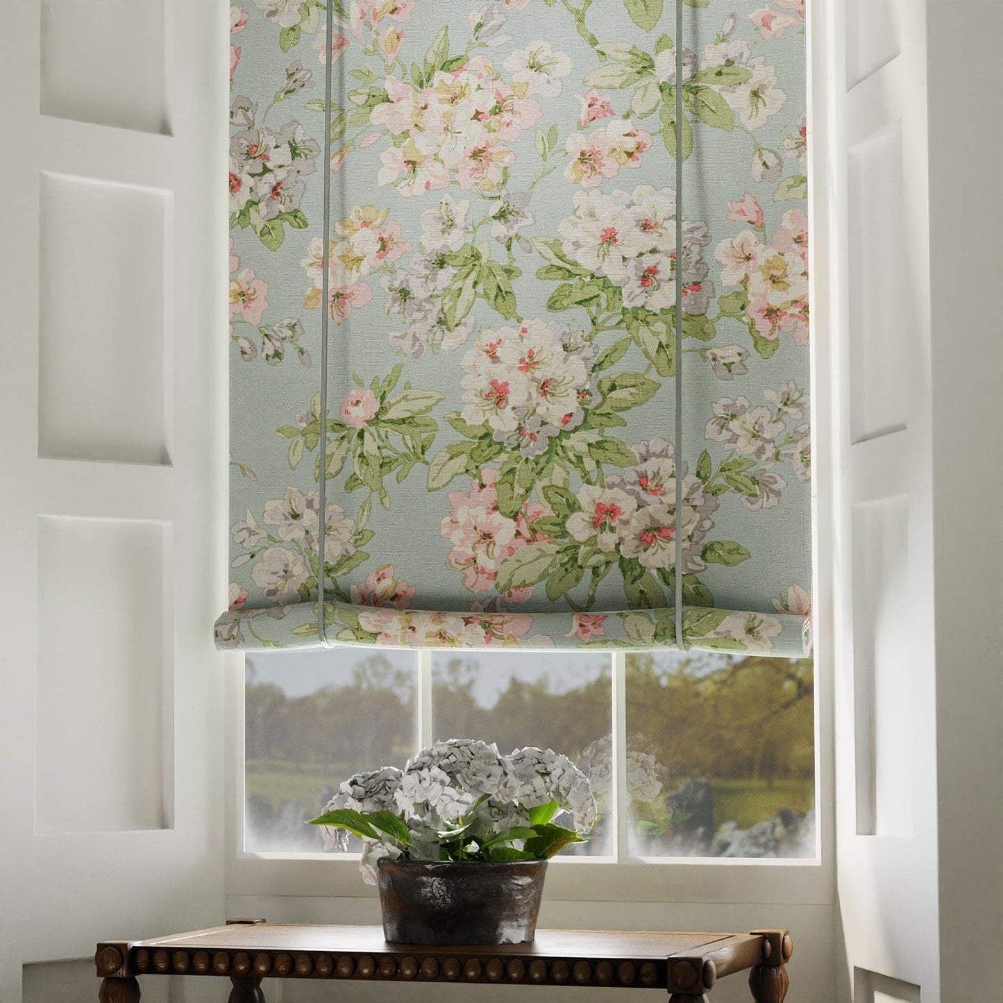 Linwood Gertrude Blue Green FR Made to Measure Curtains