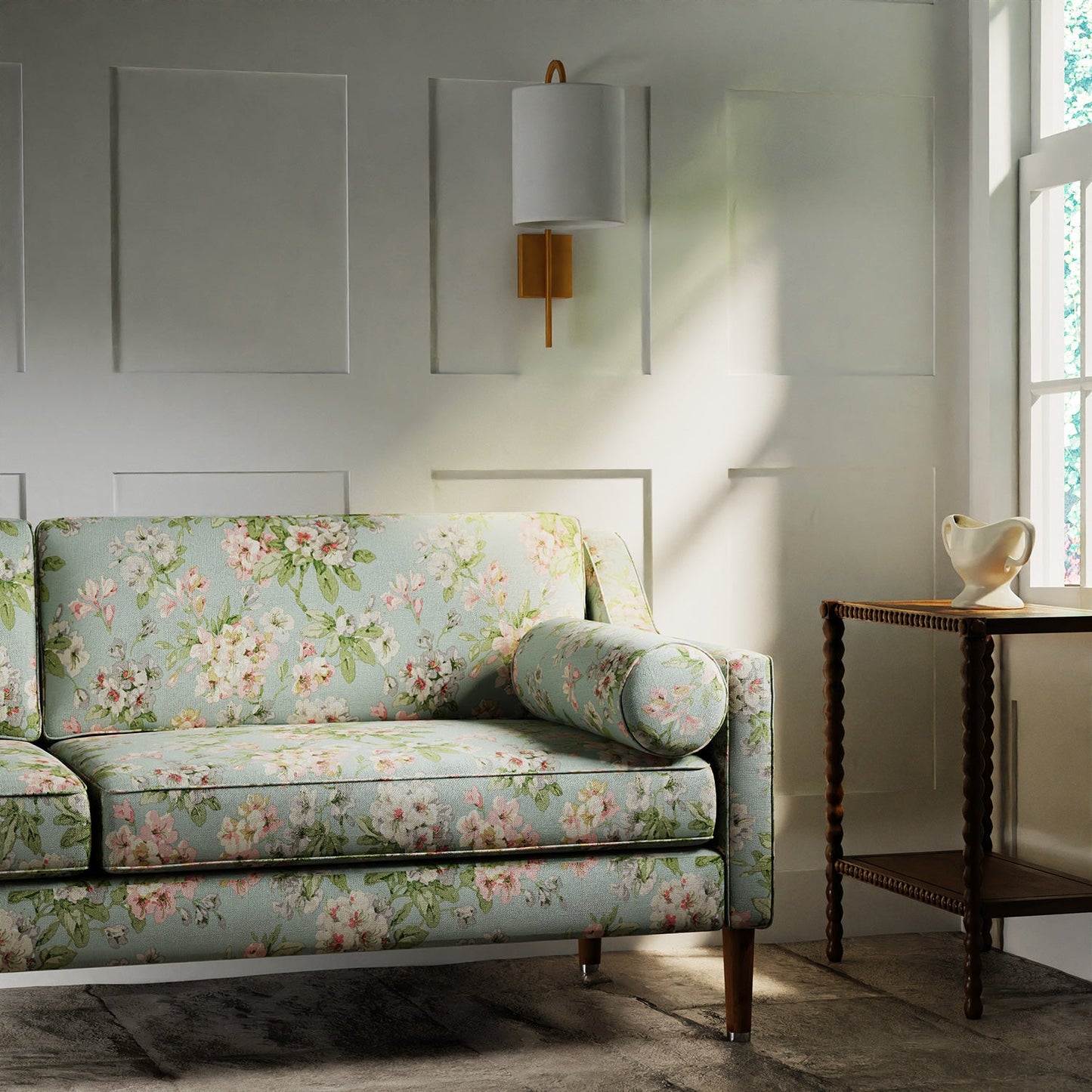 Linwood Gertrude Blue Green FR Made to Measure Curtains