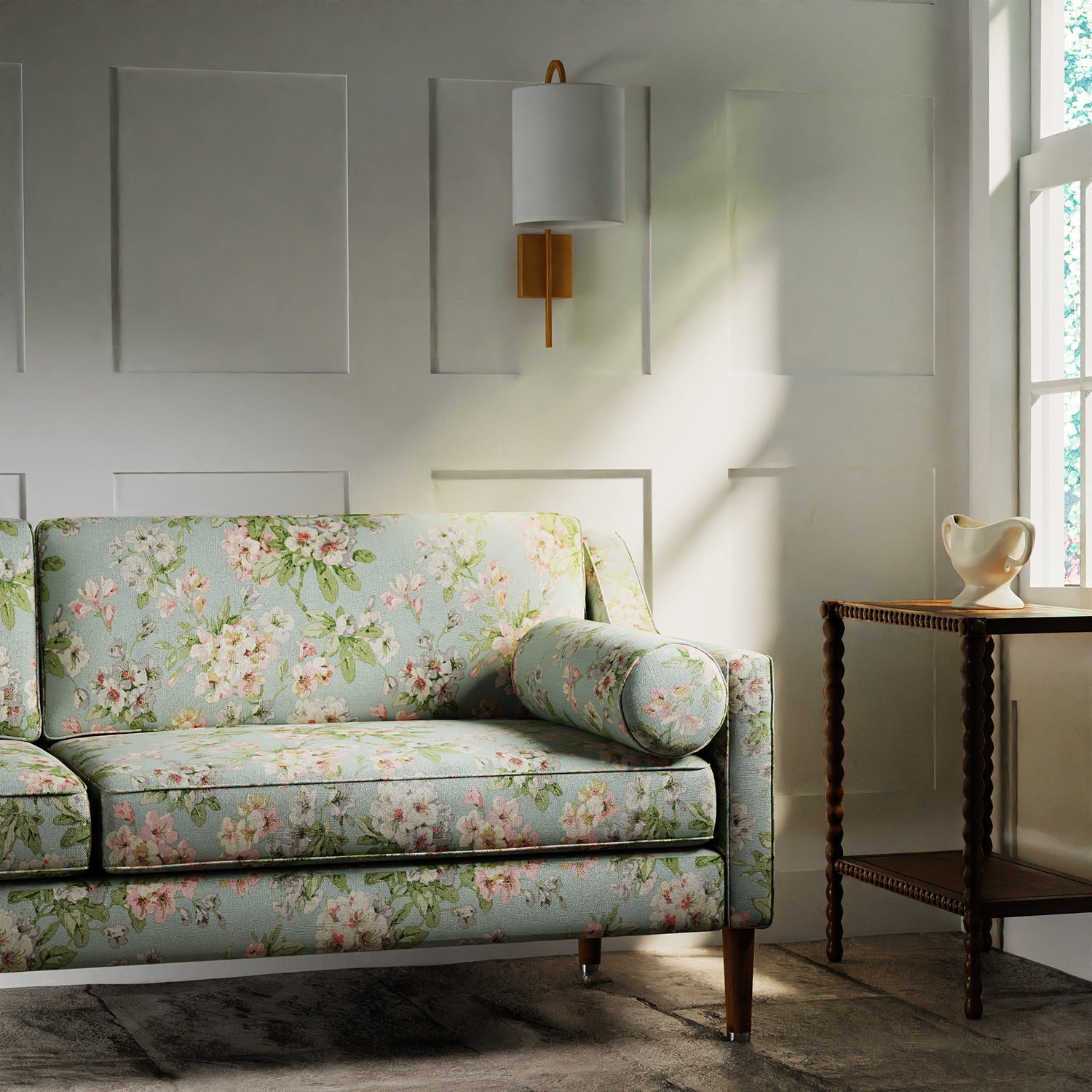 Linwood Gertrude Blue Green FR Made to Measure Curtains