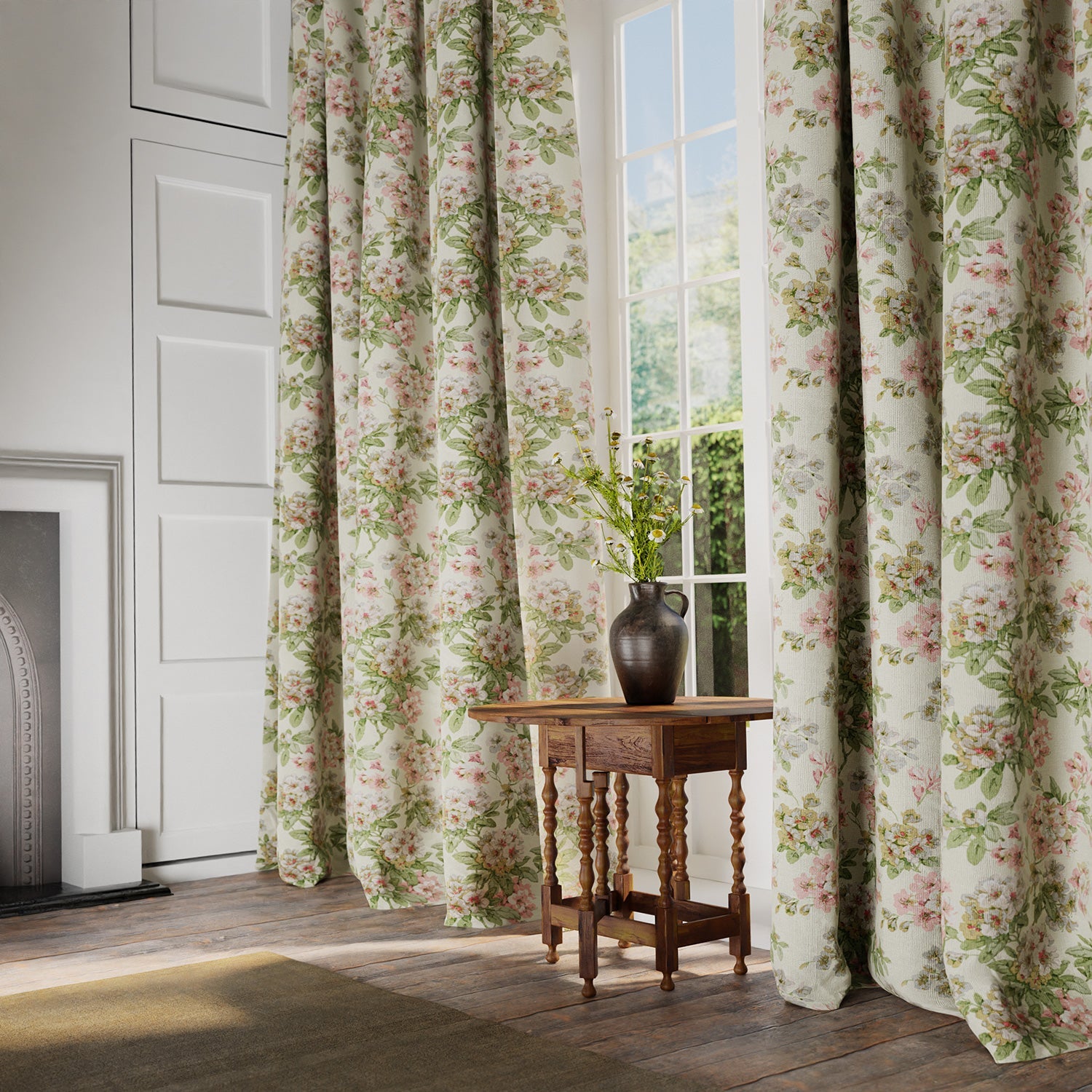 Linwood Gertrude Pink Green FR Made to Measure Curtains