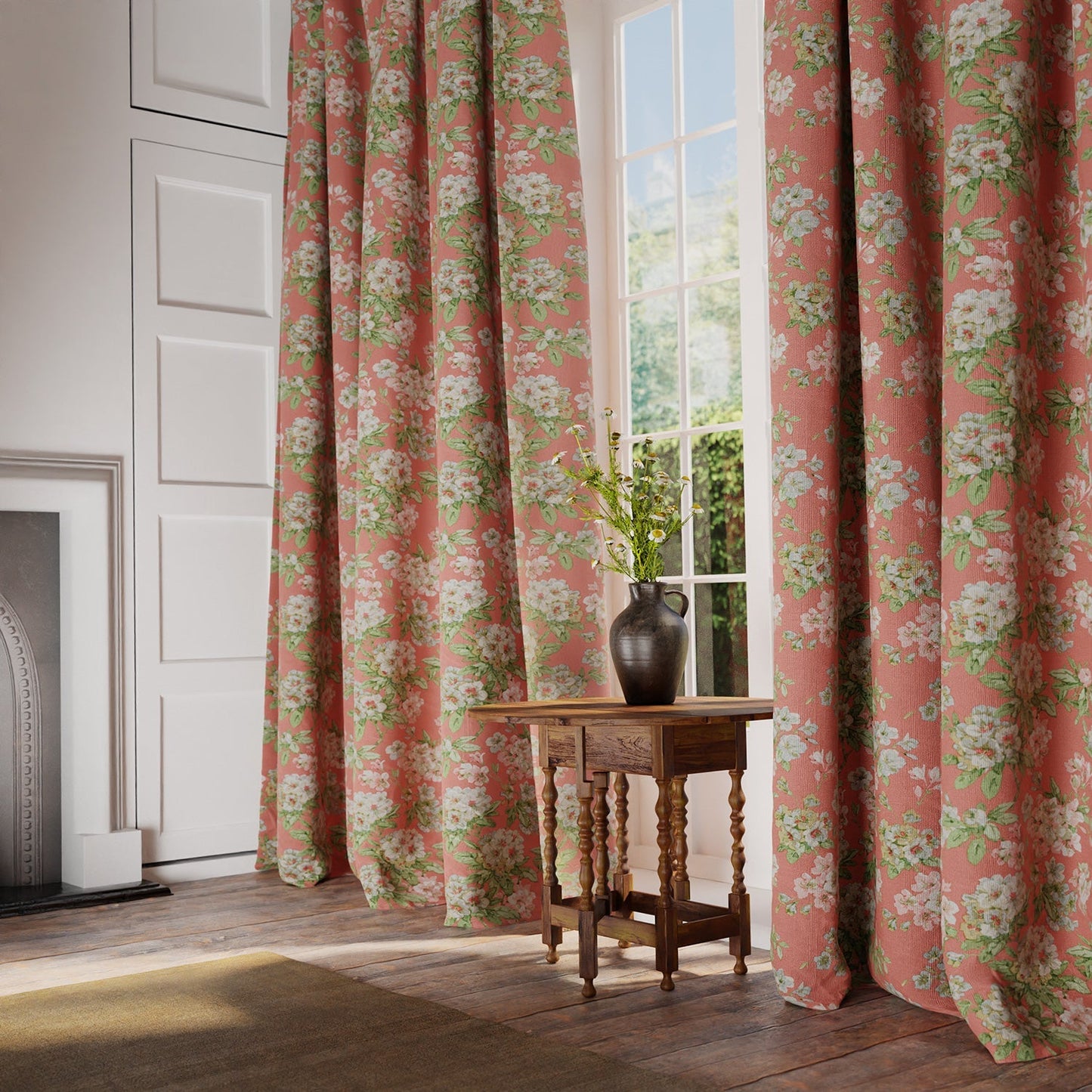 Linwood Gertrude Pink Orange FR Made to Measure Curtains