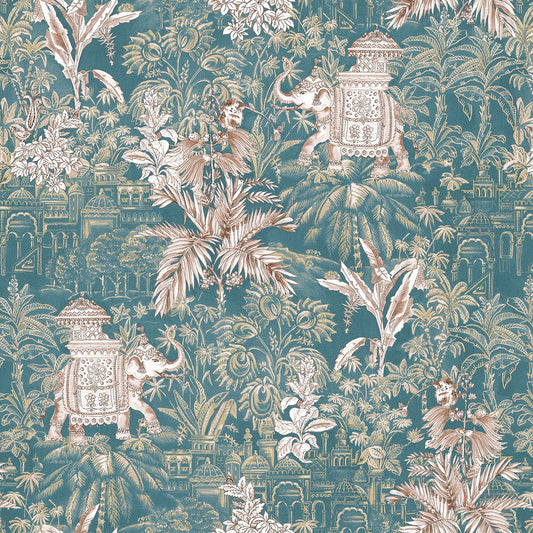 Chess Hathi Kingfisher Made to Measure Curtains