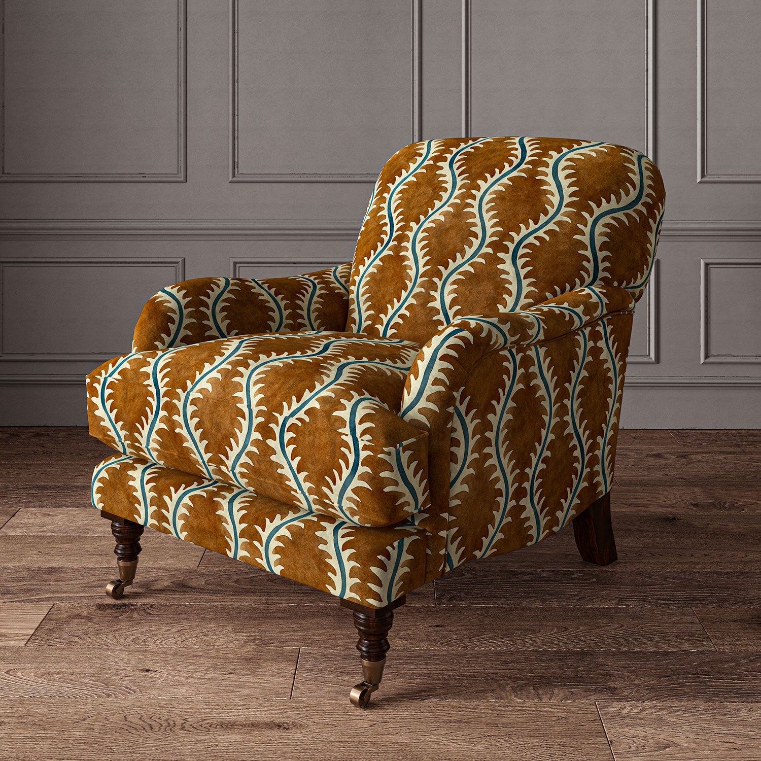 Linwood Helter Skelter Chestnut Velvet FR Made to Measure Curtains