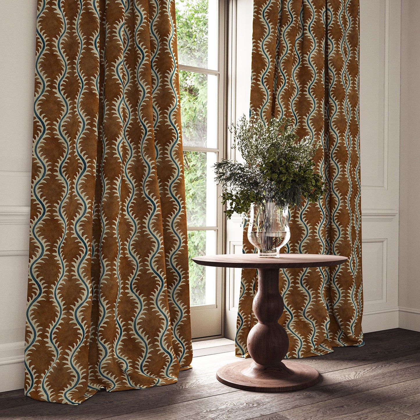 Linwood Helter Skelter Chestnut Velvet FR Made to Measure Curtains
