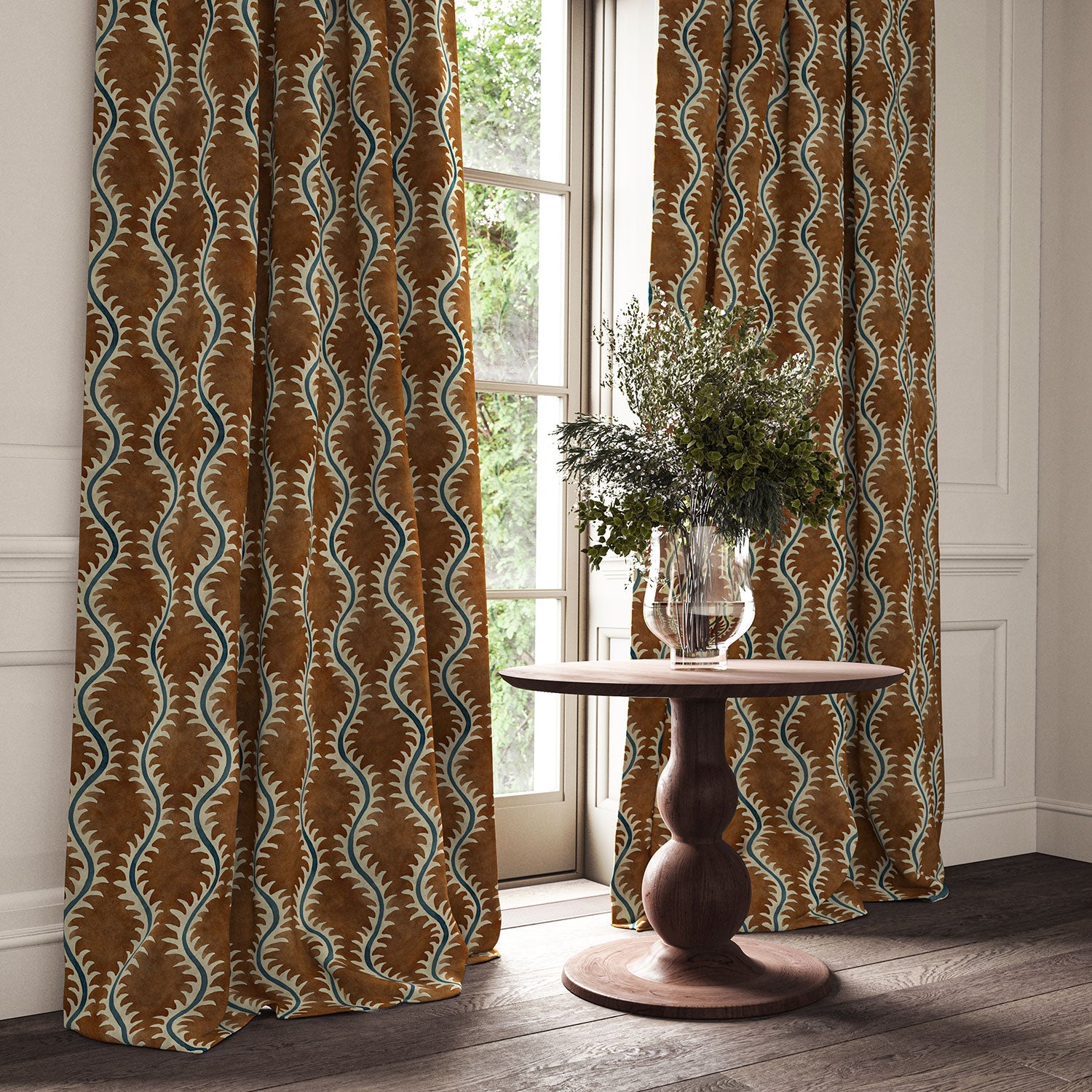 Linwood Helter Skelter Chestnut Velvet FR Made to Measure Curtains