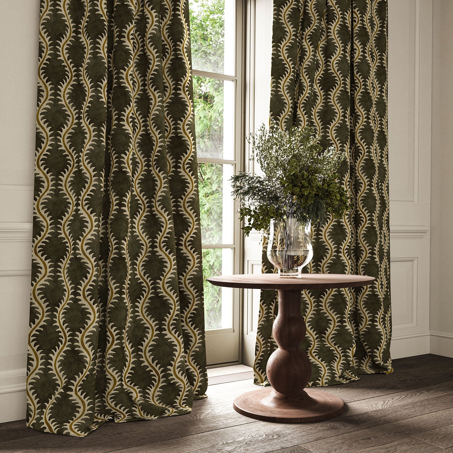 Linwood Helter Skelter Coal Velvet FR Made to Measure Curtains