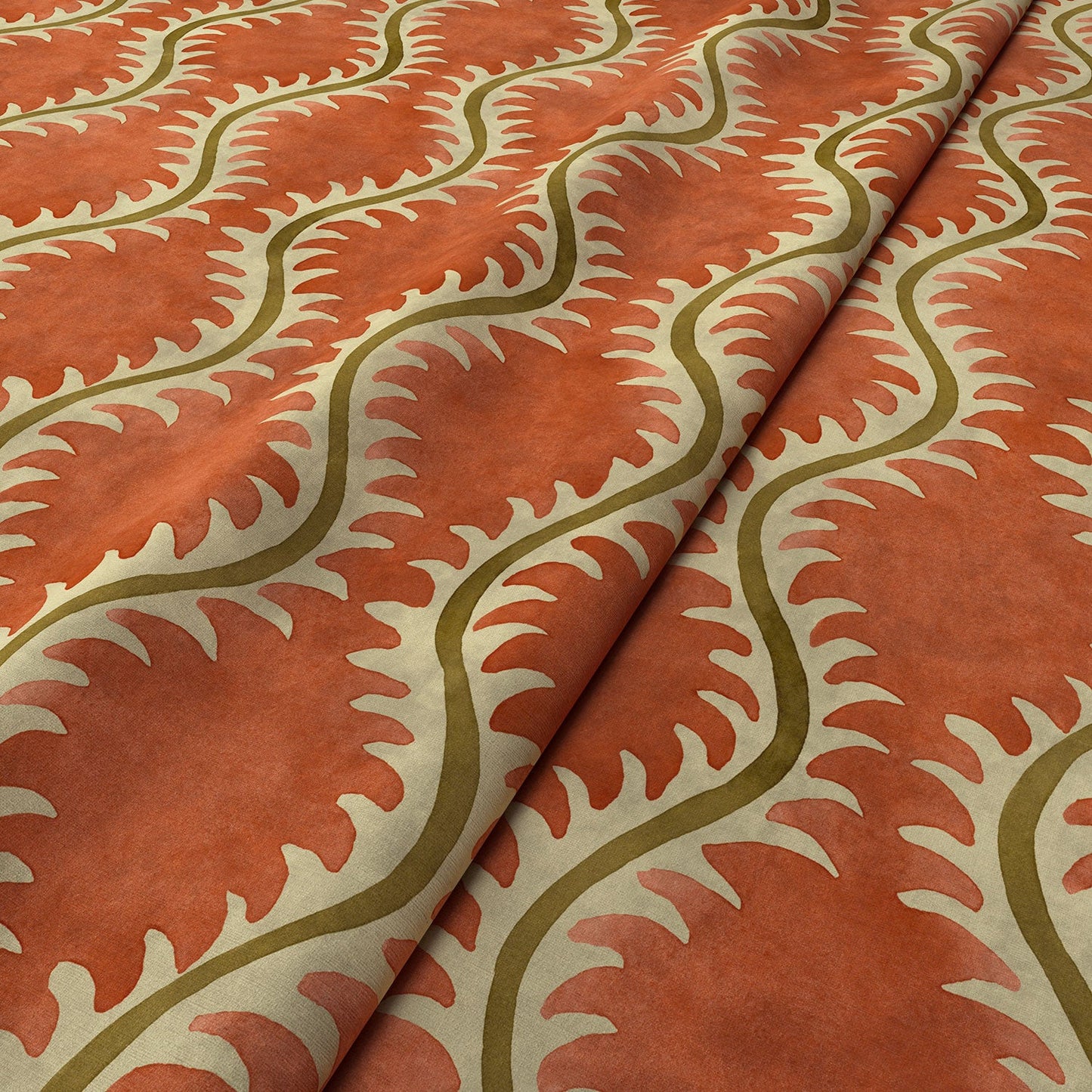 Linwood Helter Skelter Coral Velvet FR Made to Measure Curtains
