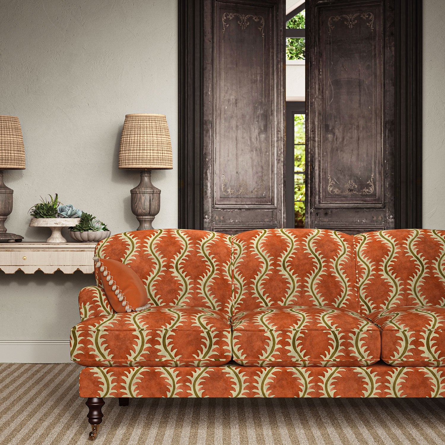 Linwood Helter Skelter Coral Velvet FR Made to Measure Curtains