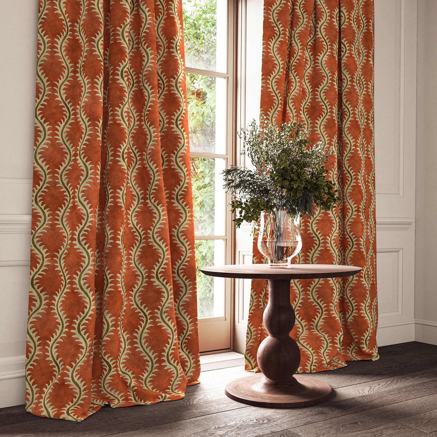 Linwood Helter Skelter Coral Velvet FR Made to Measure Curtains